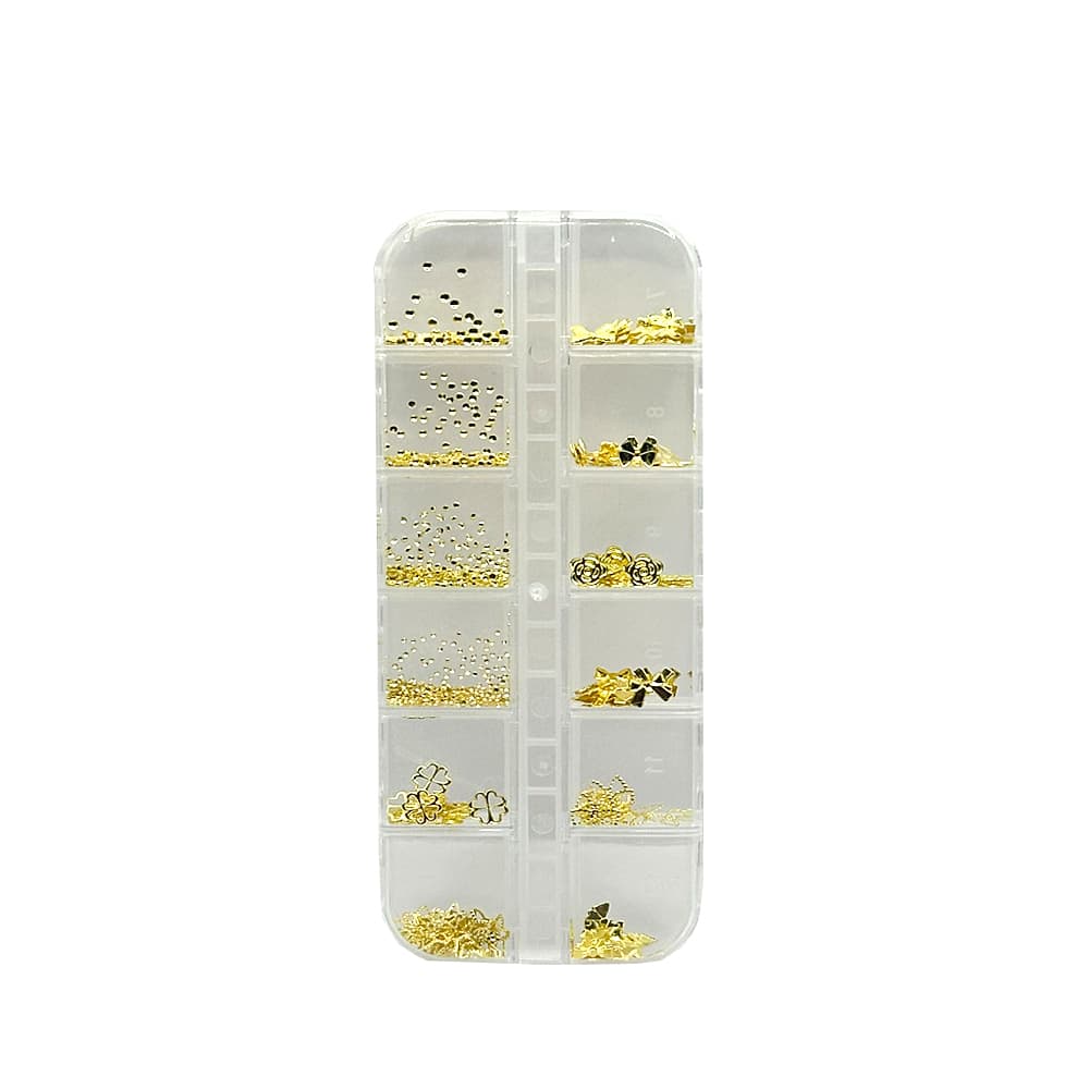 Estojo Nail Art Dourado 12 unidades