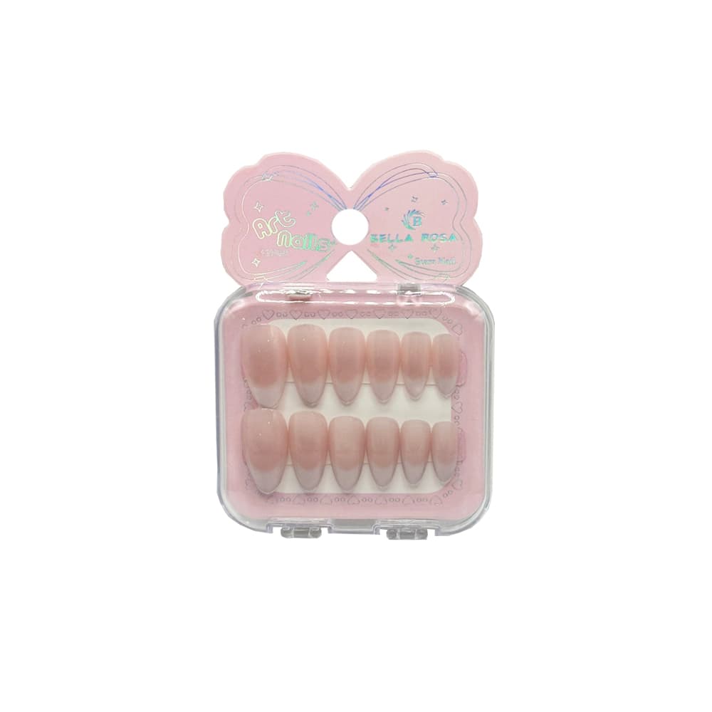 Unha Postiça Almond Rosa Francesinha Magnetica Bella Rosa