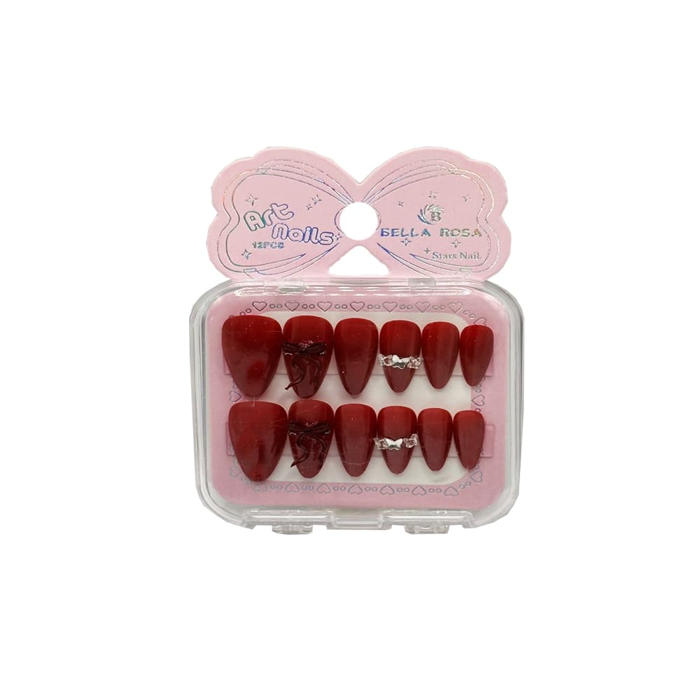 Unha Postiça Art Nails Almond Red Bella Rosa