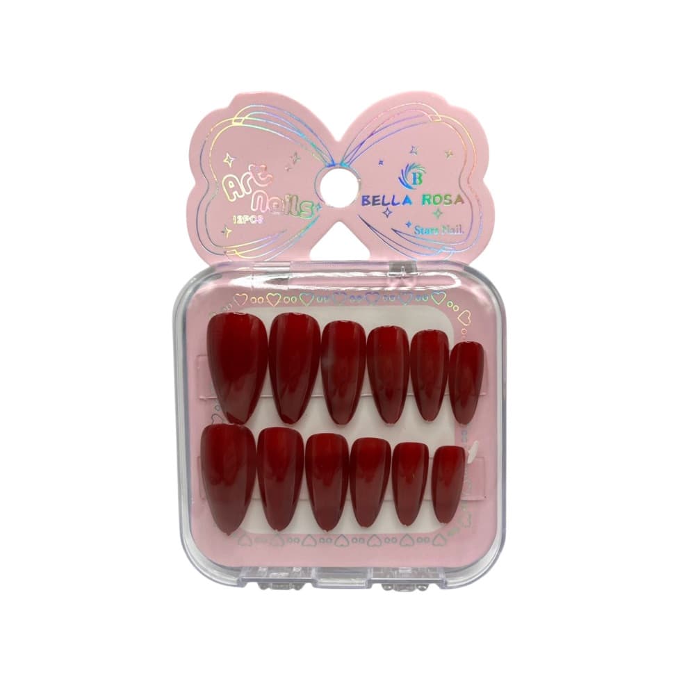 Unha Postiça Almond Rubi Intensa Bella Rosa