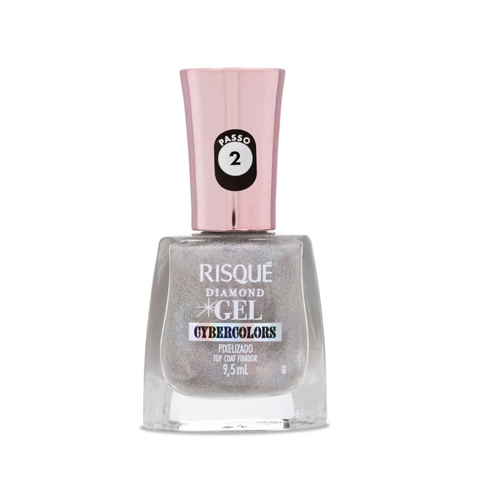 Esmalte Risque Diamond Gel Top Coat Pixelizado Cybercolors 9,5ml